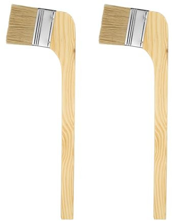 sourcing map Paint Brush 2Pcs 2.5 Brush Width Reusable Variety Angled Bend Brushes Radiator Paint for All Latex Oil Painting Furniture Walls Treatment, Brown