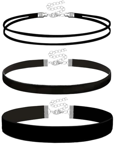 INSPUTOL Schwarzes Samt-Halsketten-Set für Damen und Mädchen, verstellbare, dehnbare Halsband-Halsketten mit bequemer Passform für Cosplay, Halloween, Party, Tanz