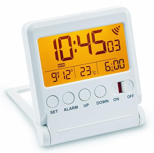Atlanta Funkwecker Digital LCD Reisewecker Licht Snooze Temperatur - 1805/0 Weiß