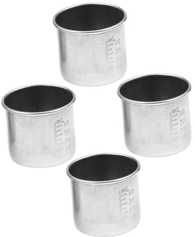 NAMOARLY Coppe Graduate in Acciaio 304 Da 40 Ml, Misurini Per Uso Domestico e Contenitori Portatili Per Medicinali, Set Da 4 Pezzi Superficie Lucidata e Angoli Arrotondati Per Uso Sicuro e Multiuso