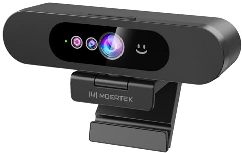 MOERTEK Cámara web 1080P con ventana Hello, micrófono que reduce el ruido, Plug & Play, gran angular de 90°, cubierta de privacidad integrada, rotación de 360° e inclinación de 90°, perfecta para zoom