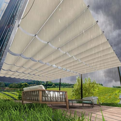 Einziehbar Welle Sonnensegel(Benutzerdefinierte Größen), Sonnenschutz UV-Schutz Wetterfest ohne Bohren Reißfest Schattenabdeckung mit ösen und Seil für Pergola für Balkon und Garten