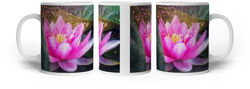 deyoli Motivetasse Lotus-Seerose im ruhigen Teich 300ml, aus weißem Keramik/Kaffetasse/Geschenkidee