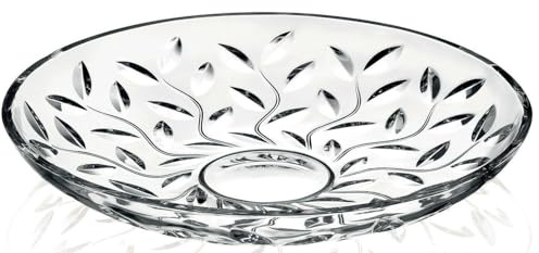 Rammento Set of 6 Lead-Free Crystal Glass Dessert Plates, Clear | Floral Embellished Decorative Side Dishes & Tea Plates | Small Side Dishes, Glass Dinner Set of 6 | Household Plate, Made in Italy