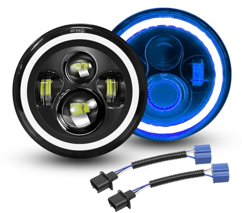 Willpower 2x 7 Zoll Einbauscheinwerfer Rund 50W 5000lm Weiß, Blau DRL | LED Strassenlampe 6000K Weiß, IP66 Wasserdicht, Flutlichter für Schulstraße Parkplatz Hof Platz Garage Garten