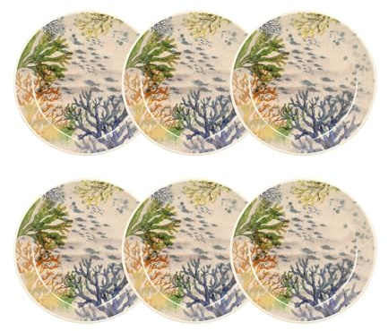 NOVASTYL - Set 6 piatti fondi corfù 20,5 cm in gres blu - 2614861