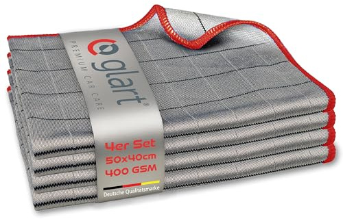 Glart 44C4R 4X Paños de Carbono, Paños para limpiar ventanas, Toallas para autos, Paños de microfibra para vidrio, Paño para ventanas de coche sin rayas ni marcas, Toallas pulidoras de vidrio sin pelu