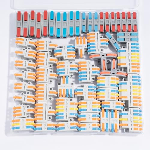JOYELEC Elektrische Drahtverbinder, Schnellklemmleiste, 0,08–4,0 (6,0) mm², 250 V, 32 A, Hebelmutter, kompakter Spleißverbinder für Heimwerker, 59 Stück