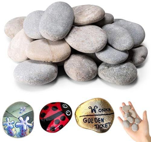 40 Stück Steine zum Bemalen 1-3cm Malsteine Kies Dekosteine Naturstein Gemalter Kieselsteine, Glatte Kieselsteine zum Bemalen Natürliche Flusssteine Strand Kiesel für Kunst Handwerk Dekoration