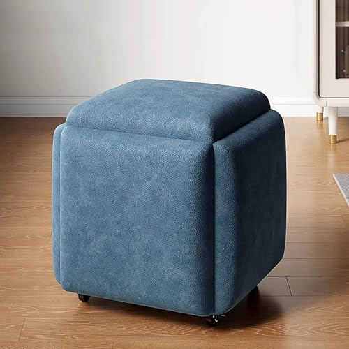 5-i-1 stapelbar sittkub med svängbara hjul – rörlig ottoman-pall och soffstol för vardagsrum och sovrum mångsidig fotpall och omklädningsstol 35 x 35 cm (14 x 14 tum)