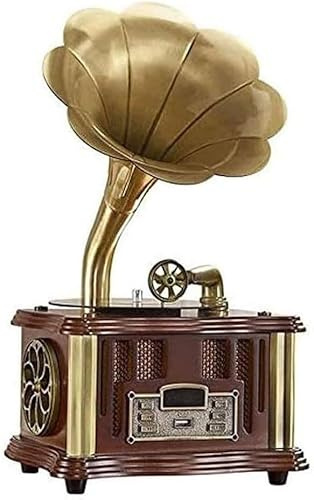 Turntable Gramophone Vinyl Record Player With Built-in Speaker - Bluetooth Function, Aux-in/USB/FM, Great Gift For Family And Friends