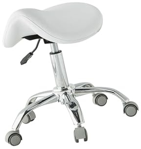 Ergonomisk Sadelpall Med Hjul, Rullstol Höjdjusterbar 49-64 Cm, 200 Kg Lastbärande, For Hemmakontorssalong(White)