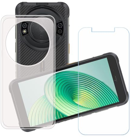 GYDQQKJ Funda para Ulefone RugKing + Vidrio Protector de Pantalla Cristal Templado Film, Translúcido Suave TPU Silicona Cover Carcasa Caso Case para (5.99)