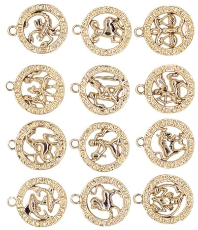 Alipis 12 Stück Selbstgemacht Sternzeichen Anhänger aus Legierung Langlebige Schmuckanhänger für Basteln Kreative Zodiac Charme für Halsketten und Armbänder