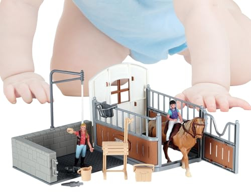 Modell Hästsset - 12st realistiska hästfigurer, bondsdjursamling, ladusstängsellekset, stalllåtsaslek | Fantasifull modell häst set för flickor pojkar inomhus utomhus påsk