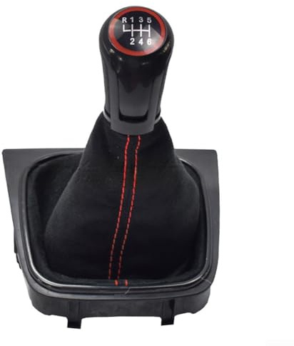 Leder-Schaltknauf-Staubschutz für Golf 5 6 MK5 MK6 GTI GTD R32 und 5 6 A5 Schaltgetriebe schwarz 5 6 Gang (6 Gänge)