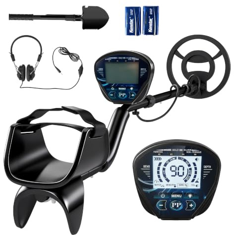 Outsunny Metalldetektor IP68 Wasserdicht 3 Modi für Erwachsene Schwarz | Metallsuchgerät, Kopfhörer, Schaufel, Spule, LCD-Display, 7 Zoll Detektionstiefe Metalldetektoren