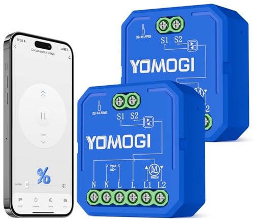 YOMOGI Módulo de Persiana Conectada, Módulo Interruptor para Persianas WiFi, Compatible con Alexa Google Home para Control Porcentual Remoto, por Voz, Sin Mando a Distancia (2)