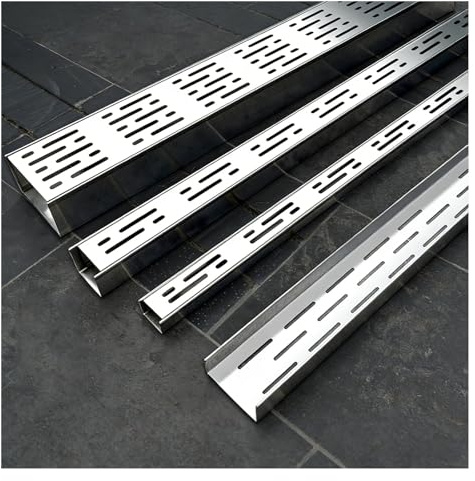 FENGZEQUAN Canaletta scolo Acqua piovana Canale di Drenaggio Lineare A Forma di U in Cemento con Griglie, Drenaggio per Trincee Esterne, Grondaia per Pavimento(H3*W5CM/H1.18*W1.97IN)