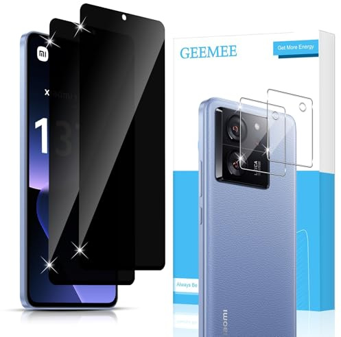 GEEMEE für Xiaomi Mi 13T/13T Pro für Panzerglas Sichtschutz + KameraSchutz, 9H Privacy Anti Spy Blickschutzfolie mit Kamera Glas Schutzfolie Gehärtetem Bläschenfrei Displayschutzfolie,2+2 Stück