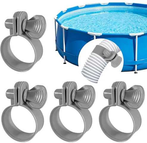 Collier de Serrage Réglable pour Piscine 4 Pièces 1 1/4 Collier de Serrage Piscines Tuyau Plastique Accessoires de Piscine Convient Pompes de Piscine, Filtres à Sable, Bassins et Jardin
