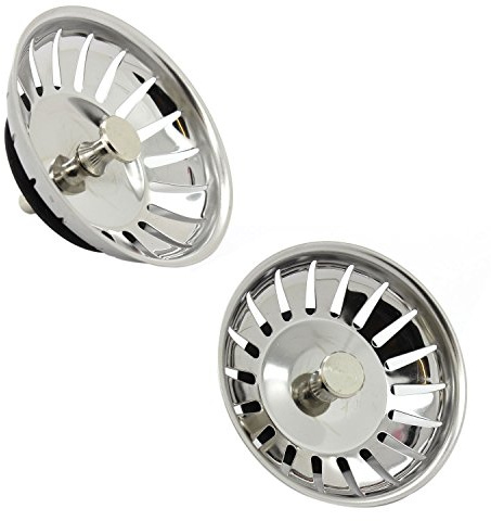2 x Arian Universal Kitchen Sink Strainer Waste Plug in Chrome