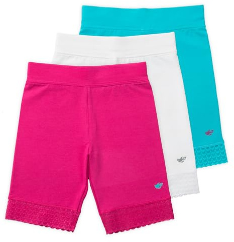 Lucky & Me Girls Bike Shorts, Super Soft Cotton Modal Blend with Lace Trim, Jada 3 Pack, Bright, Size 9-10 Years