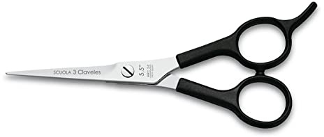 3 Claveles Relax - Tijera De Peluquería De Corte Negro Con Apoyadedos 5.5, color Cranberry
