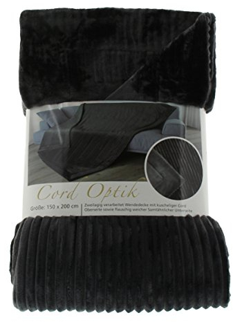 Gözze - Kuschelweiche Wohndecke in Cord Optik, 1620g/Stück, 150 x 200 cm - Anthrazit