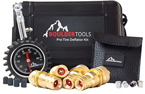 Boulder Tools Sgonfiatori per Pneumatici e Manometro - Kit Sgonfiaggio Pneumatici Regolabili - Istruzioni Facili da Seguire, per Auto, Camion, Moto