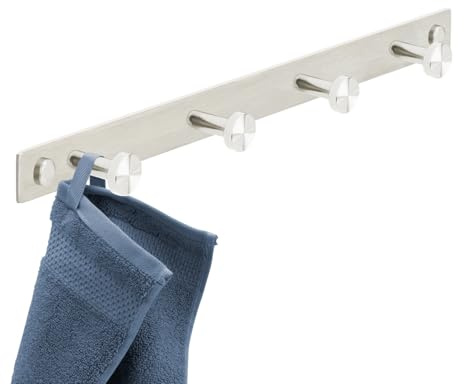 Stahlia Kroklist, rostfritt stål, borstat garderobslist, 4 x krokar (L: 310 mm) Modell: GIORGIA vägggarderob med 1/4/6/8/10 klädkrokar, garderobskrokar, väggkrokar