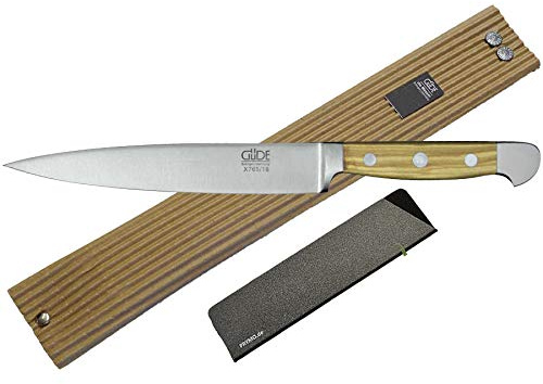Güde Alpha Olive Messer Kochmesser Santoku Brotmesser Schälmesser Schinkenmesser Chai Dao ohne/mit Gravur + Prymo Farbe 1) Messer OHNE Gravur, Größe Filiermesser 18cm