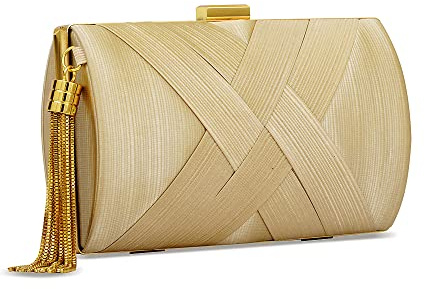 zebrum Aftonväska för kvinnor, broderi kuvertväska designer aftonväska, brudväska, damväska med kopplingsväska, Beige – elegant tofs, Taglia unica