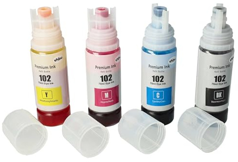 vhbw 4X Nachfülltinte kompatibel mit Canon Pixma G5050 | G6050 Drucker - Refillset Dye Cyan, Dye Magenta, Dye Schwarz, Dye Yellow, 280ml