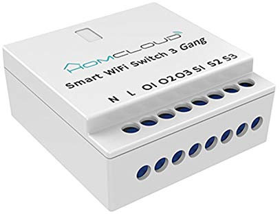 Homcloud SM3 - Interruptor WiFi Inteligente de 3 Canales Empotrado, controlado por Smartphone y Voz, Control por aplicación, Alexa o Google