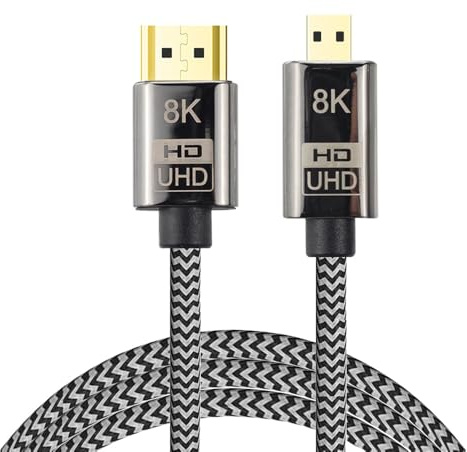 xiwai Cable micro HDMI a HDMI 2.1 Ultra-HD UHD 8K 60Hz 4K 120Hz 48Gbs HDMI Cable para cámara y tablet (1,5 m)