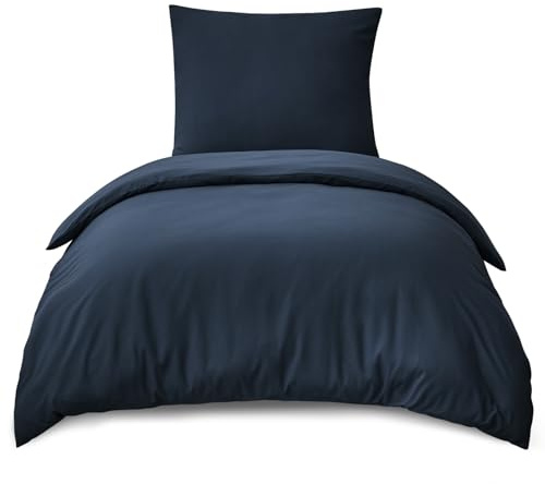 RUIKASI Bettwäsche 155x220 Blau 2teilig - Marine Mikrofaser Bettwäsche-Sets Oeko-TEX, Bettbezüge 155 x 220cm + Kissenbezüge 80x80cm mit Reißverschluss, Weich und Bügelfrei
