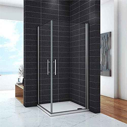 Box Doccia Angolare Alto 197 cm Due Porte a Battente Vetro 6 mm Temperato Anticalcare Telaio Cromo Lucido Misura 90x76 cm