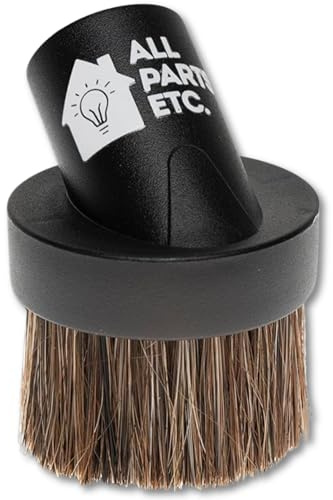 ALL PARTS ETC. Round Dust Brush Vacuum Attachment 1.25 – Horse Hair Round Dusting Brush Compatible with Shop Vac, Hoover & More – Soft Bristle for Countertops, Furniture, Blinds & Car Interiors