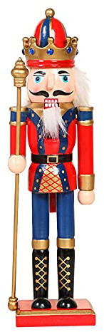 Nussknacker Weihnachtsschmuck, 30cm/11,8 Zoll Nussknacker Soldat Holz Nussknacker König Soldat Figur Dekor Puppe Ornament für Zuhause Kamin Weihnachtsbaum Party Dekoration (Krücke)