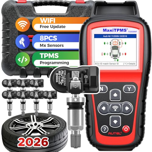Autel MaxiTPMS TS508WF Kit 2026, TPMS Programming Tool with 8PCS 315 433MHz Sensors (209$), WiFi Ver. of TS508 TS501 Pro TS408s, Relearn/Activate All TPMS Sensor, TPMS Reset, Lifetime Free Update