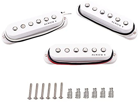 Alnicov 3 pastillas de guitarra de una sola bobina, cuello medio puente SSS Pickups Set para accesorios de guitarra Strat ST (blanco)