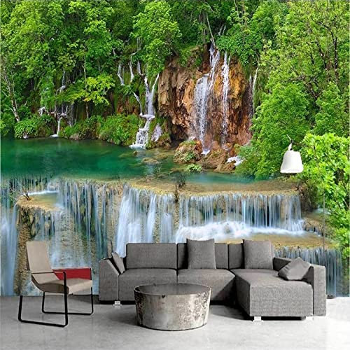 XTSWallpaper Cascades Arbres Paysages 200X100Cm Papier Peint Photo 3D Optique Trompe L Oeil | Déco Mural Tableaux Muraux Photo Mural Décor Motif Poster Géant Stickers Muraux Optique Fond Effet
