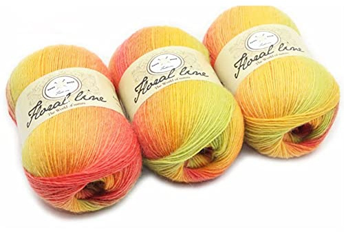 1 Roll Baumwollgarn Farbverlauf, Wolle Farbverlauf Zum Häkeln, 100g Multicolor Strickwolle Häkelwolle, 400m Bunt Baumwolle Garn zum Häkeln von Socken, Mützen, Schals, Pullovern