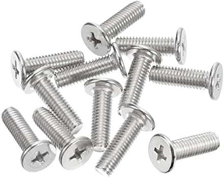 sourcing map M5-0.8 X 16 mm 12pcs Plat Rond Diriger Vis 304 Inoxydable Acier Phillips Conduire Machine Vis Matériel Attache pour Meubles Connexion