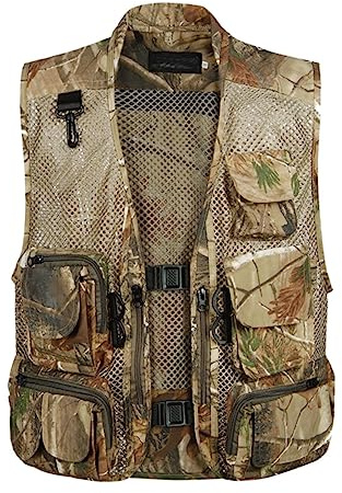 Wygwlg Gilet Funzionale Multitasche Mimetico Da Uomo, Gilet Da Lavoro Estivo Per La Caccia Alla Pesca Fotografica All'aperto, Giacca Utility Senza Maniche, 11 Tasche (Color : Camouflage, Size : L)