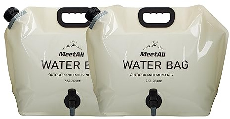 meetall 7,5 L bärbar hopfällbar vattenväska – det perfekta valet för dina utomhusvattenbehov! (2-pack med pip)