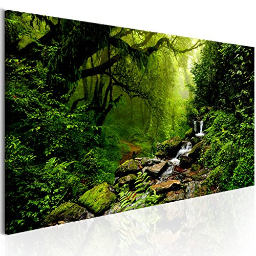 B&D XXL - Akustikbild Wald Bilder Akustikschaum Hochleistungsschallabsorber Schallschutz Leinwand 1 tlg Wandbild Raumakustik Schalldämmung Waldlandschaft Natur Panorama c-B-0193-b-c