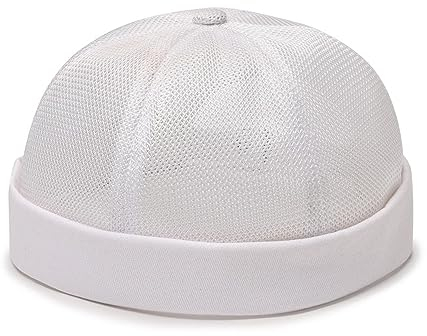 RYDLE Basecap Herren Krempenlose Docker-Mütze Für Herren, Sommer, Atmungsaktive Mesh-Mütze, Gerollte Manschette, Hafenhüte, Seemann, Fischer, Vermieter, Weiß, 56–60 cm