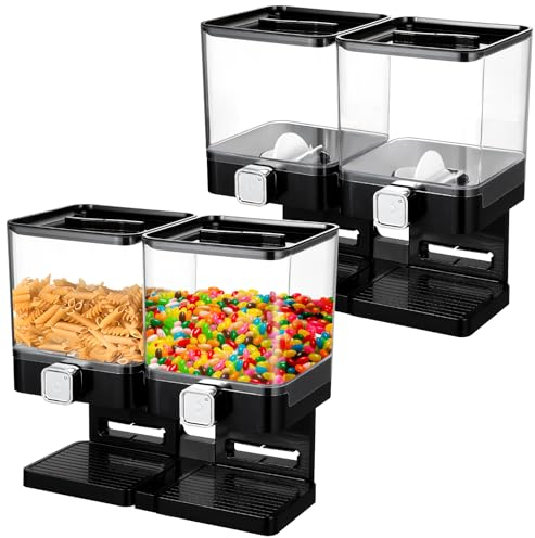 Layhit Dispensador doble de cereales, dispensador de alimentos secos, dispensador de cereales, máquina dispensadora de dulces para escritorio, contenedor dispensador de cereales para dulces, nueces,